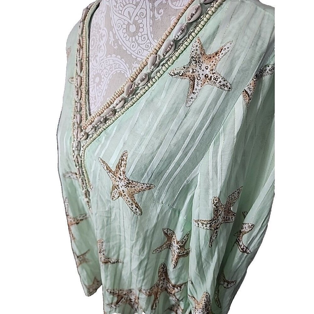 Soft Surroundings Stella Marina Tunic Top Green Beach Shell Women's Large - Picture 3 of 9